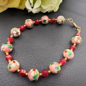 Elegant Pink and ruby Beaded Bracelet